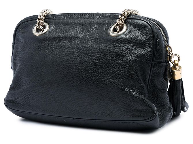 Bolsa de Ombro Soho com Corrente e Zíper em Couro de Bezerro Grão Preto Gucci - vista 2