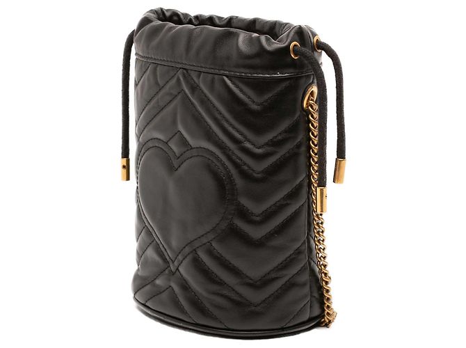 Borsa secchiello Gucci GG Marmont in pelle di vitello matelassé nera, piccola Nero - vista 2