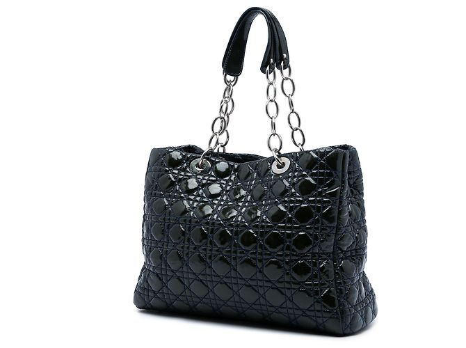 Autre Marque Dior Blue Large Patent Cannage Lady Dior Soft Shopping Tote Blu scuro - vista 2