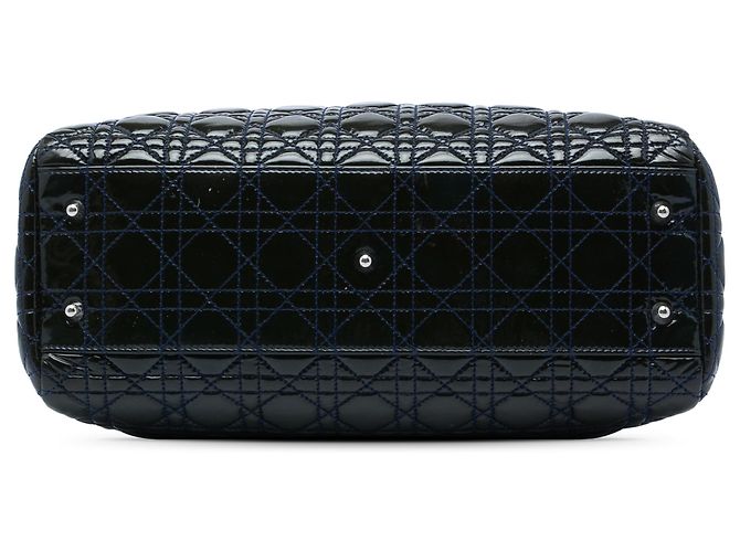 Autre Marque Dior Blue Large Patent Cannage Lady Dior Soft Shopping Tote Blu scuro - vista 3