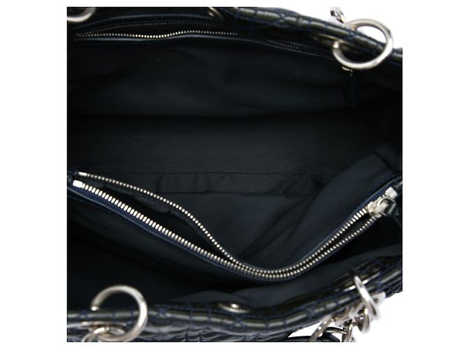 Autre Marque Dior Blue Large Patent Cannage Lady Dior Soft Shopping Tote Blu scuro - vista 4