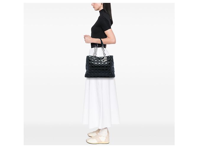 Autre Marque Dior Blue Large Patent Cannage Lady Dior Soft Shopping Tote Blu scuro - vista 5