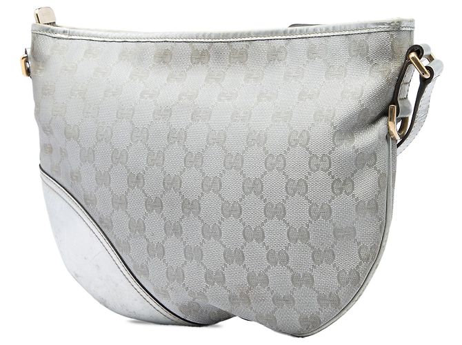 Gucci Silver Medium GG Canvas New Britt Half Moon Crossbody Plata - vista 2