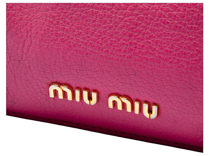 Borsa Satchel Miu Miu in pelle di capra rosa Madras - vista 5