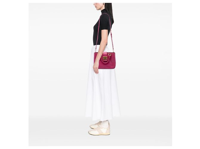 Borsa Satchel Miu Miu in pelle di capra rosa Madras - vista 6