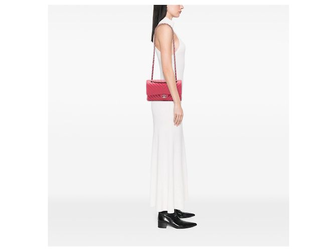 Chanel Pink Medium Classic Chevron Lambskin Double Flap Rose - vue 6