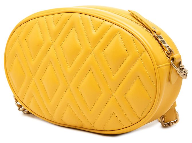 Miu Miu Borsa a tracolla ovale Camera in pelle matelassé gialla Small Giallo - vista 2