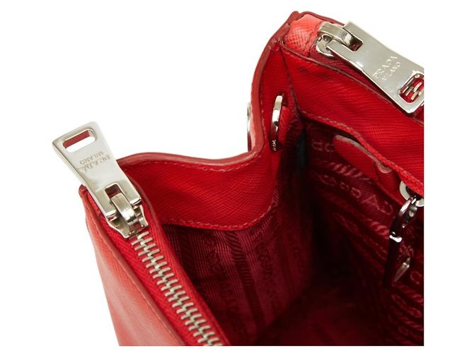 Prada Galleria Handtasche aus rotem Saffiano-Leder - Ansicht 12
