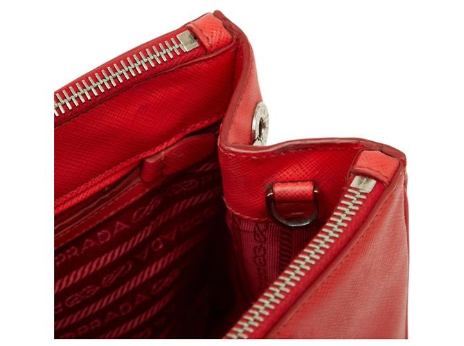 Prada Galleria Handtasche aus rotem Saffiano-Leder - Ansicht 13