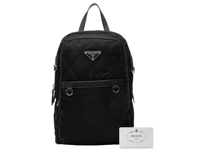 Mini zaino trapuntato Prada con placca logo Triangle Nero - vista 14