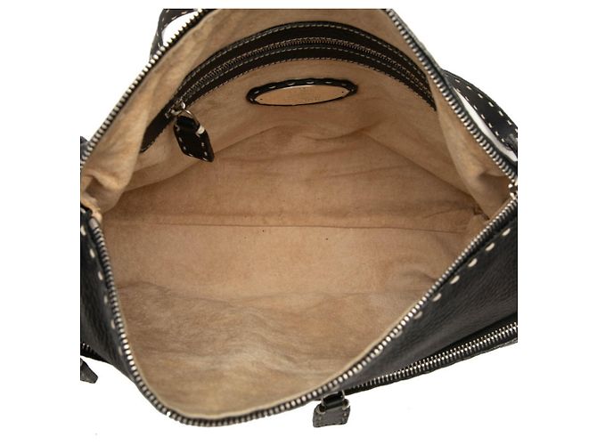 Borsa a tracolla e spalla Fendi Selleria Stitch Nero - vista 4