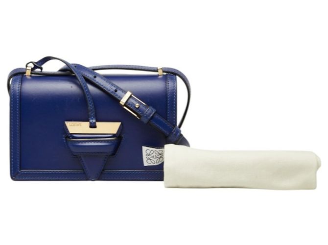 Borsa a tracolla Loewe Barcelona in pelle blu - vista 13