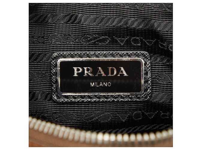 Sac à épaule Prada en cuir Saffiano marron - vue 10