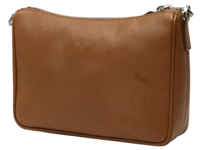 Sac à épaule Prada en cuir Saffiano marron - vue 2