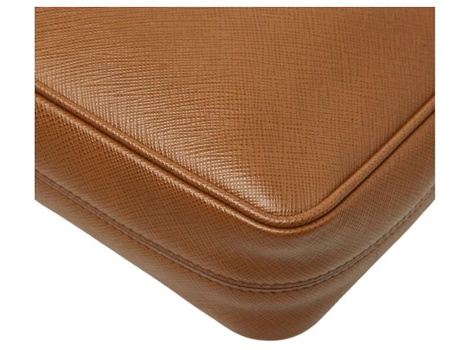 Sac à épaule Prada en cuir Saffiano marron - vue 4