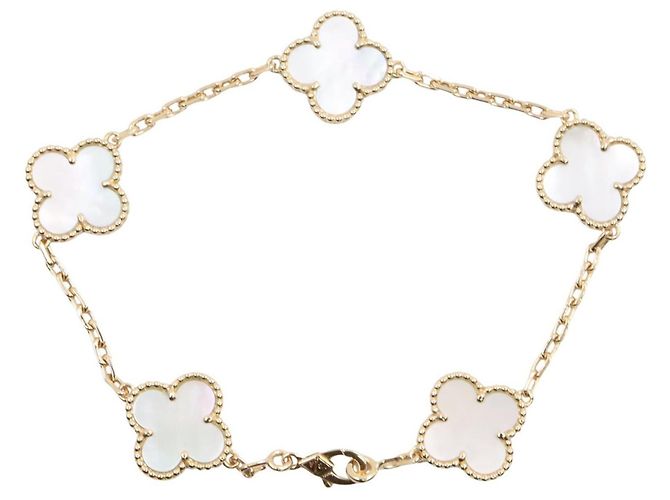 Van Cleef & Arpels Vintage Alhambra Charm-Armband Weiß Golden - Ansicht 2
