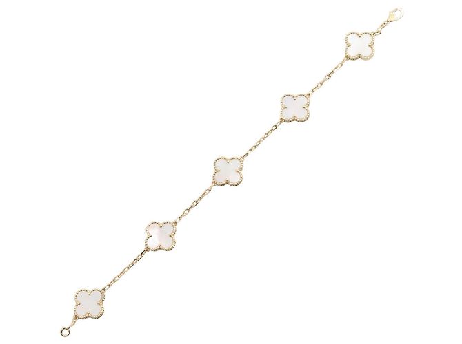 Van Cleef & Arpels Vintage Alhambra Charm-Armband Weiß Golden - Ansicht 3