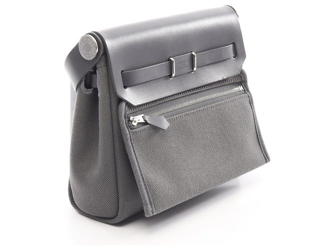 Hermès Sac à épaule Hermes Herbag Zip Mini Ardoise Marron Gris - vue 2