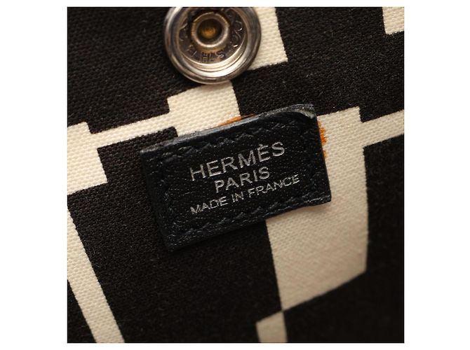 Hermès Borsa Tote Hermes Garden Party PM Optical H Nero Beige Crudo - vista 4