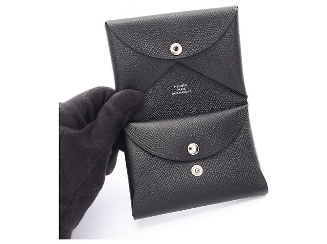 Hermès Portafoglio/Portamonete Hermes Calvi Duo Nero - vista 3