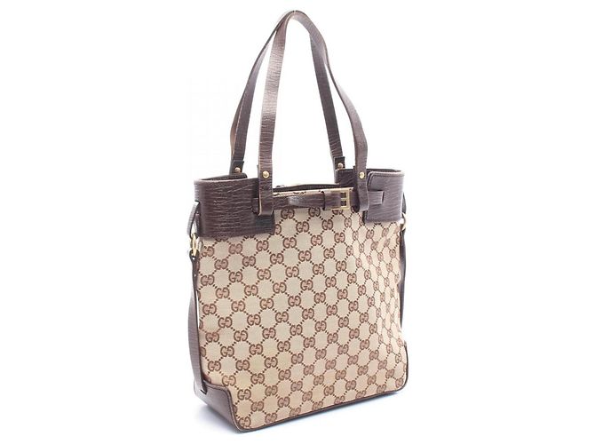 Saco Tote Gucci GG Canvas Marrom Bege - vista 2