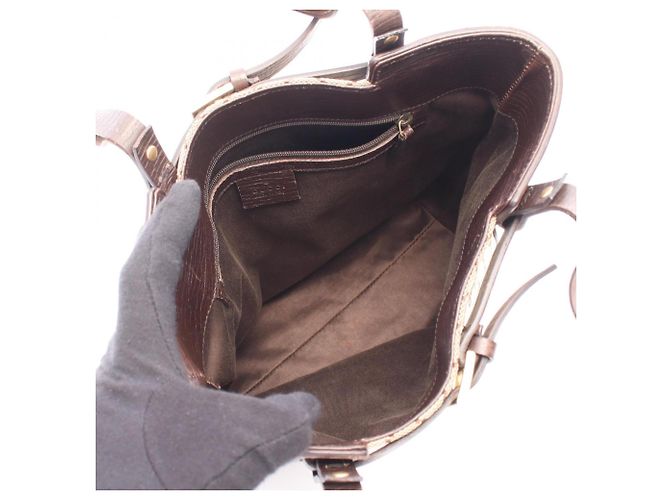 Saco Tote Gucci GG Canvas Marrom Bege - vista 3