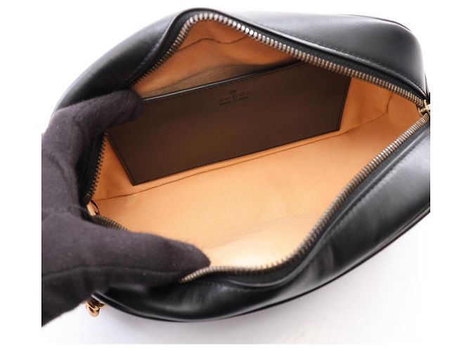 Borsa a tracolla in pelle Gucci GG Marmont Nero - vista 3