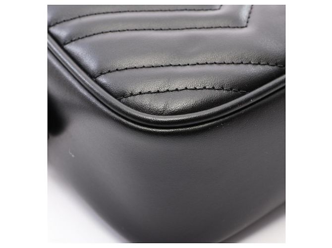 Borsa a tracolla in pelle Gucci GG Marmont Nero - vista 5