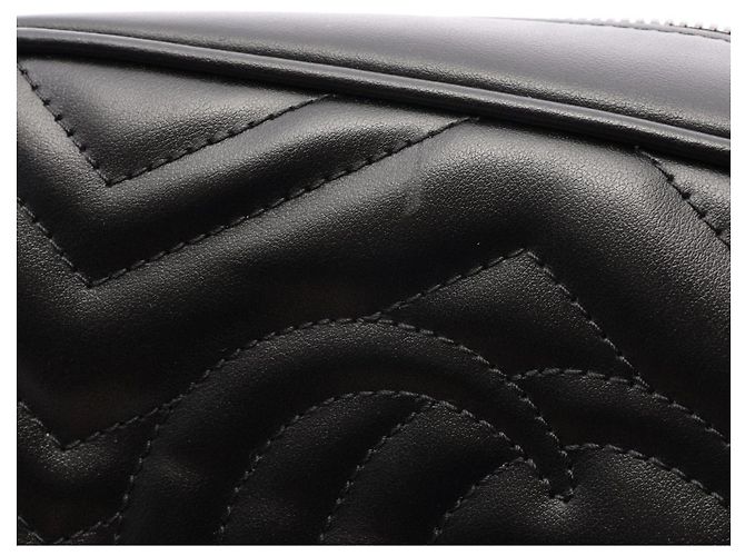 Borsa a tracolla in pelle Gucci GG Marmont Nero - vista 6