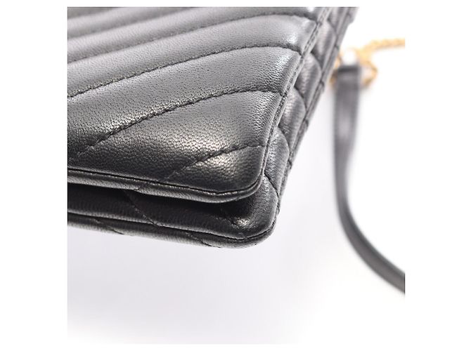 Borsa a tracolla in pelle nera Yves Saint Laurent Nero - vista 8