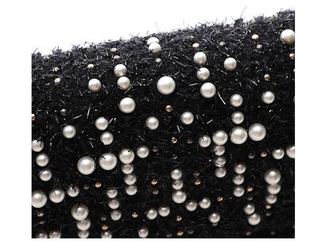 Bolsa de ombro em tecido preto e marfim Chanel Cru - vista 11