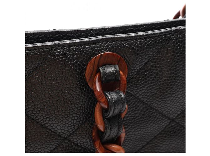 Saco Tote Chanel Matelassé com corrente efeito madeira Preto - vista 10