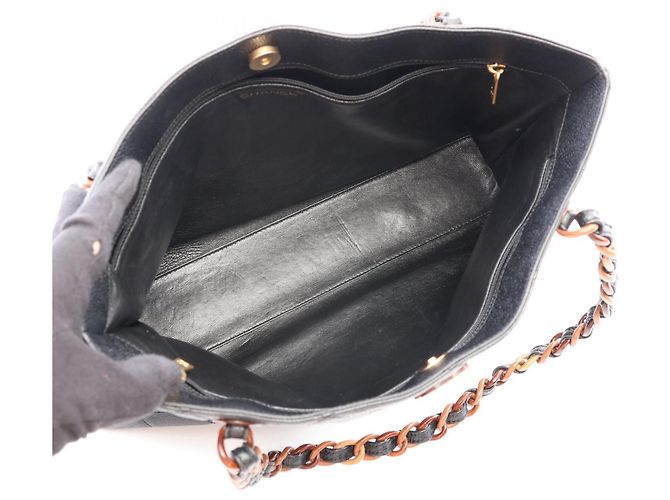 Saco Tote Chanel Matelassé com corrente efeito madeira Preto - vista 3