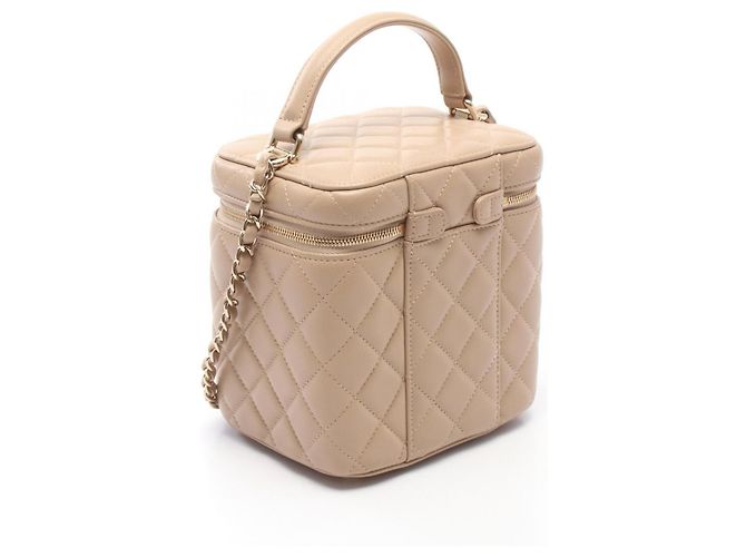 Vanity Chanel Matelassé Handtasche aus beigem Leder - Ansicht 2