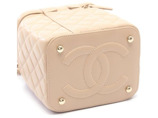 Vanity Chanel Matelassé Handtasche aus beigem Leder - Ansicht 8