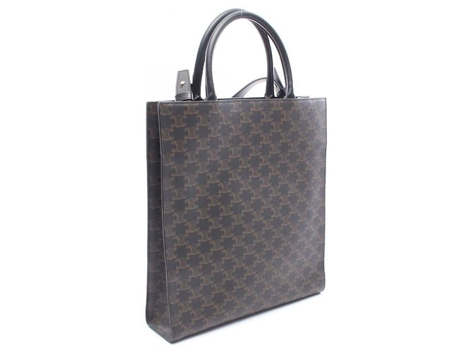 Céline Celine Medium Vertical Cabas Triomphe 2-Way Tote Bag Braun Schwarz - Ansicht 2