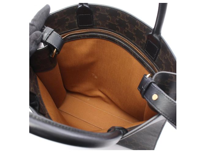 Céline Celine Medium Vertical Cabas Triomphe 2-Way Tote Bag Braun Schwarz - Ansicht 3