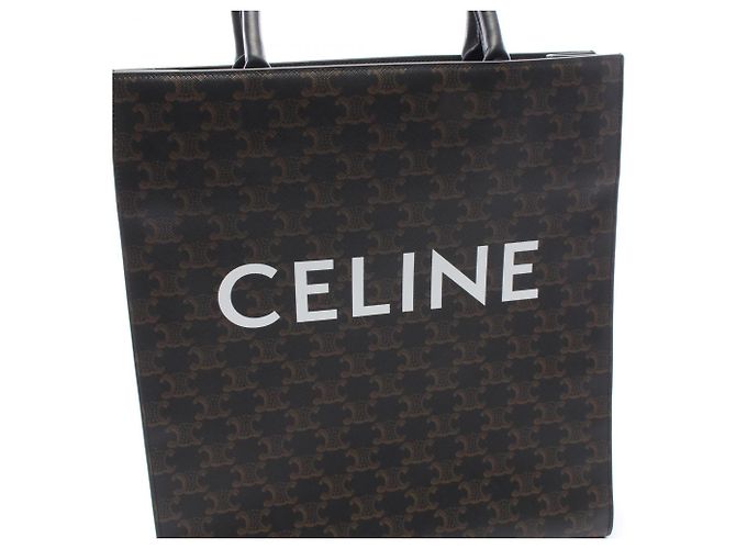 Céline Celine Medium Vertical Cabas Triomphe 2-Way Tote Bag Braun Schwarz - Ansicht 4