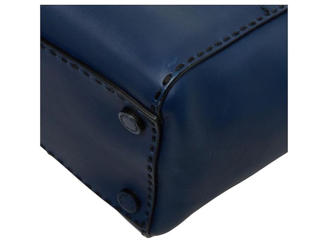 Sac à main Prada avec plaque logo triangle - Cuir Navy Bleu Marine - vue 4