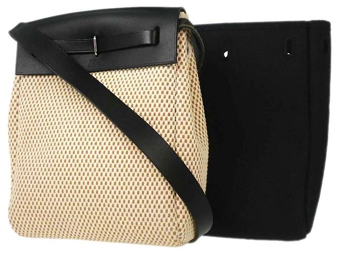 Hermès Herbag Toile and Leather TPM Beige - vista 2