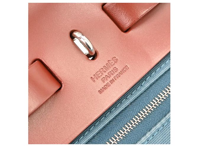 Hermès Herbag Zip Piel y Toile 31 Azul - vista 4
