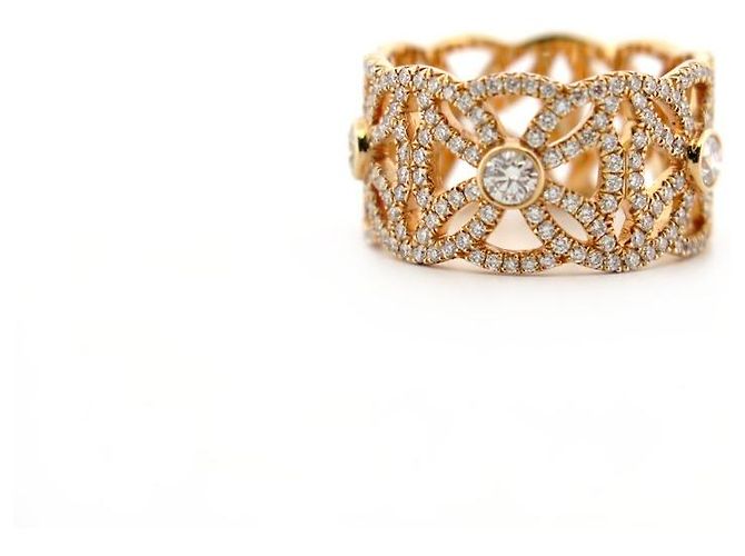 NUOVO ANELLO PIAGET EXTREMELY DENTELLE T53 ORO ROSA 18K 5.7GR DIAMANTI RING - vista 2