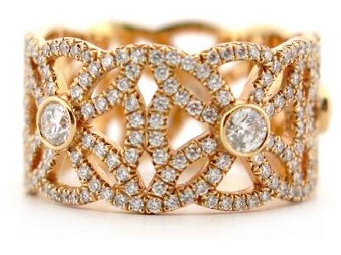 NUOVO ANELLO PIAGET EXTREMELY DENTELLE T53 ORO ROSA 18K 5.7GR DIAMANTI RING - vista 3