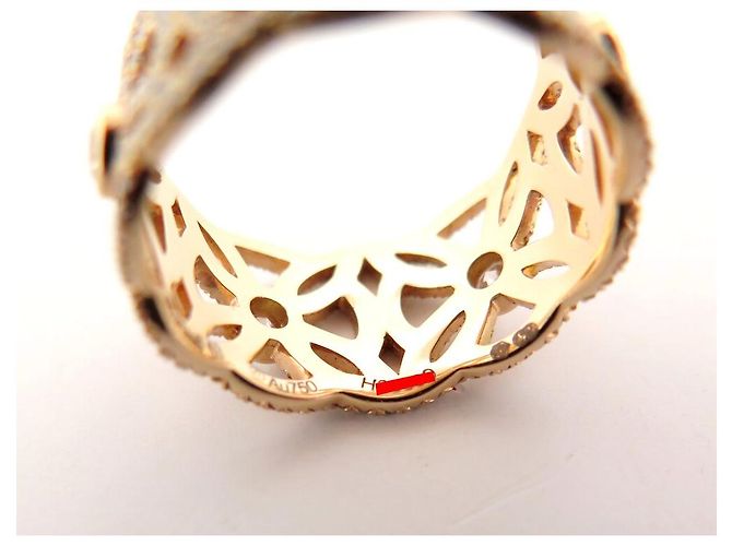 NUOVO ANELLO PIAGET EXTREMELY DENTELLE T53 ORO ROSA 18K 5.7GR DIAMANTI RING - vista 6