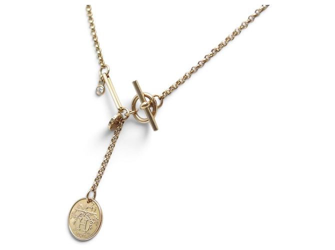 Hermès HERMES EX LIBRIS ANHÄNGER COLLIER 18K ROSÉGOLD 10.6GR PM DIAMANT Golden - Ansicht 2