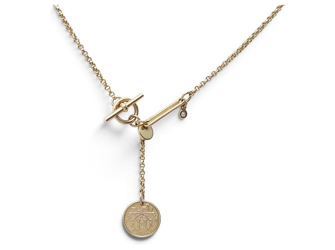 Hermès HERMES EX LIBRIS ANHÄNGER COLLIER 18K ROSÉGOLD 10.6GR PM DIAMANT Golden - Ansicht 3