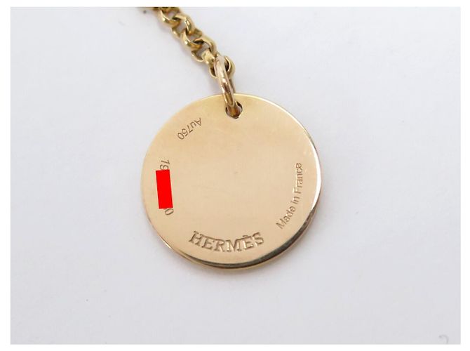 Hermès HERMES EX LIBRIS ANHÄNGER COLLIER 18K ROSÉGOLD 10.6GR PM DIAMANT Golden - Ansicht 6