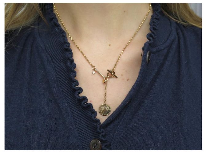 Hermès HERMES EX LIBRIS ANHÄNGER COLLIER 18K ROSÉGOLD 10.6GR PM DIAMANT Golden - Ansicht 9