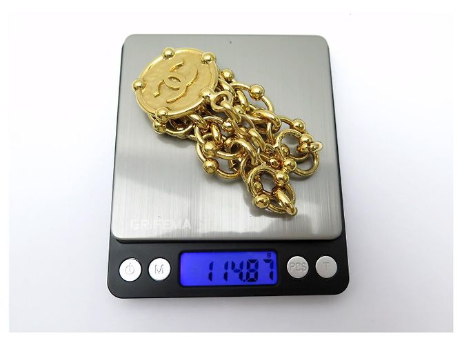 NEUES CHANEL DE CASTELLANE 1994 ARMBAND T19.5 SEILRINGE CC LOGO MEDAILLON Golden - Ansicht 6