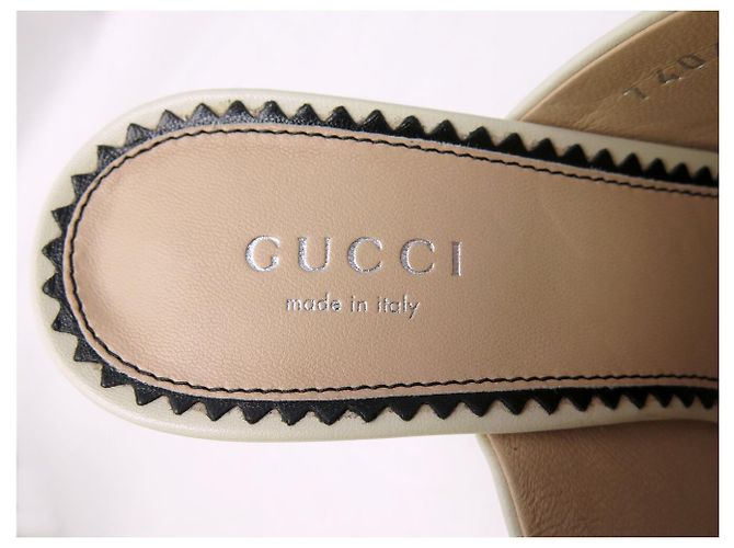 NEU GUCCI MALAGA CLOGS MIT KEILABSATZ 35.5 IT 36.5 FR GG LOGO Roh - Ansicht 9
